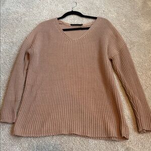Jenni Kayne V-Neck Waffle Knit Sweater - Taupe Pink